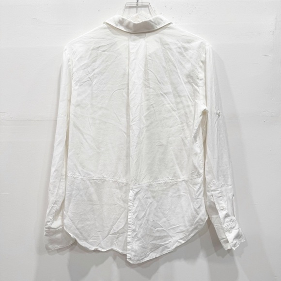 Anthropologie Cloth & Stone White Long Sleeve Split Back Blouse Top Button Down - Picture 2 of 7